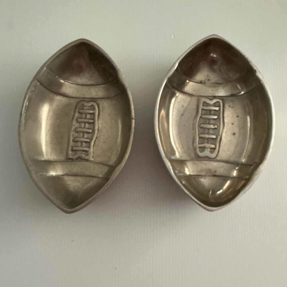 Pewter Football Shaped Trinket Dishes